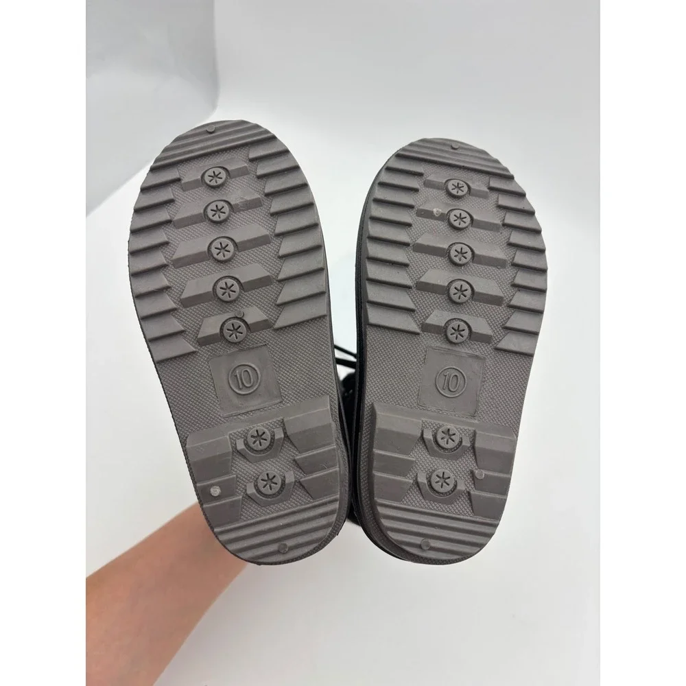 NEW Kids Snow Boots Black Faux Fur Lined Waterproof Winter Snow Shoe Toddler 10